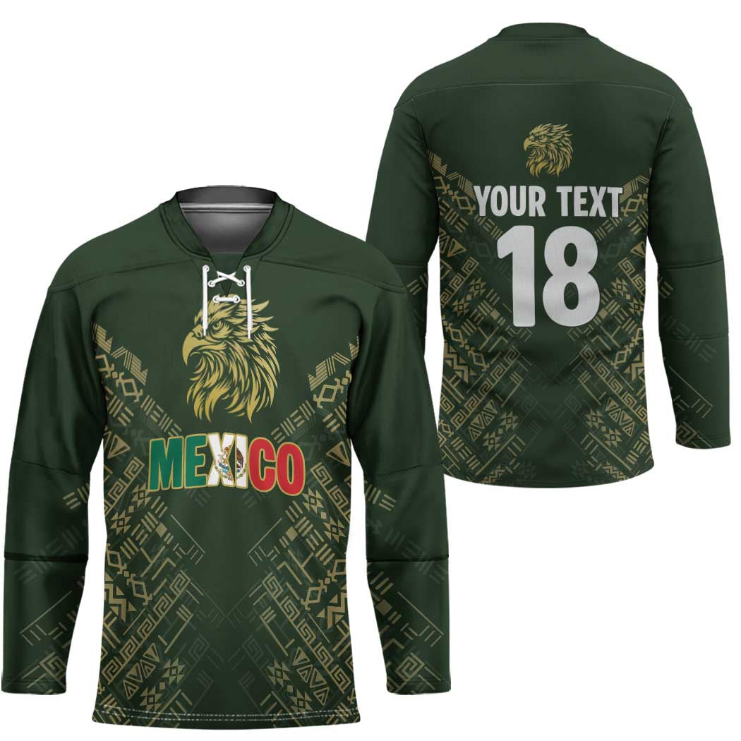 Custom Mexico Football Hockey Jersey Aztec Pattern Eagle - Wonder Print Shop