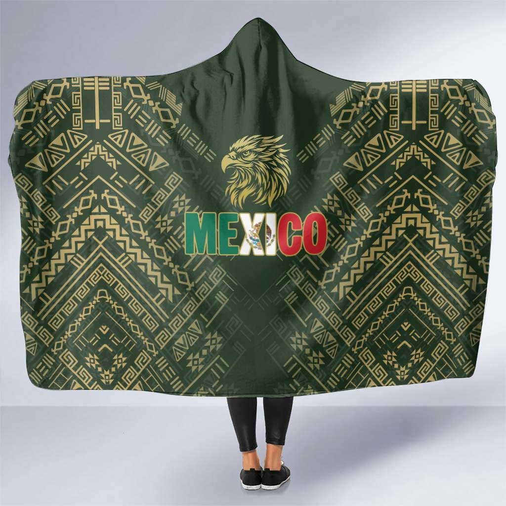 Mexico Football Hooded Blanket Aztec Pattern Eagle - Wonder Print Shop