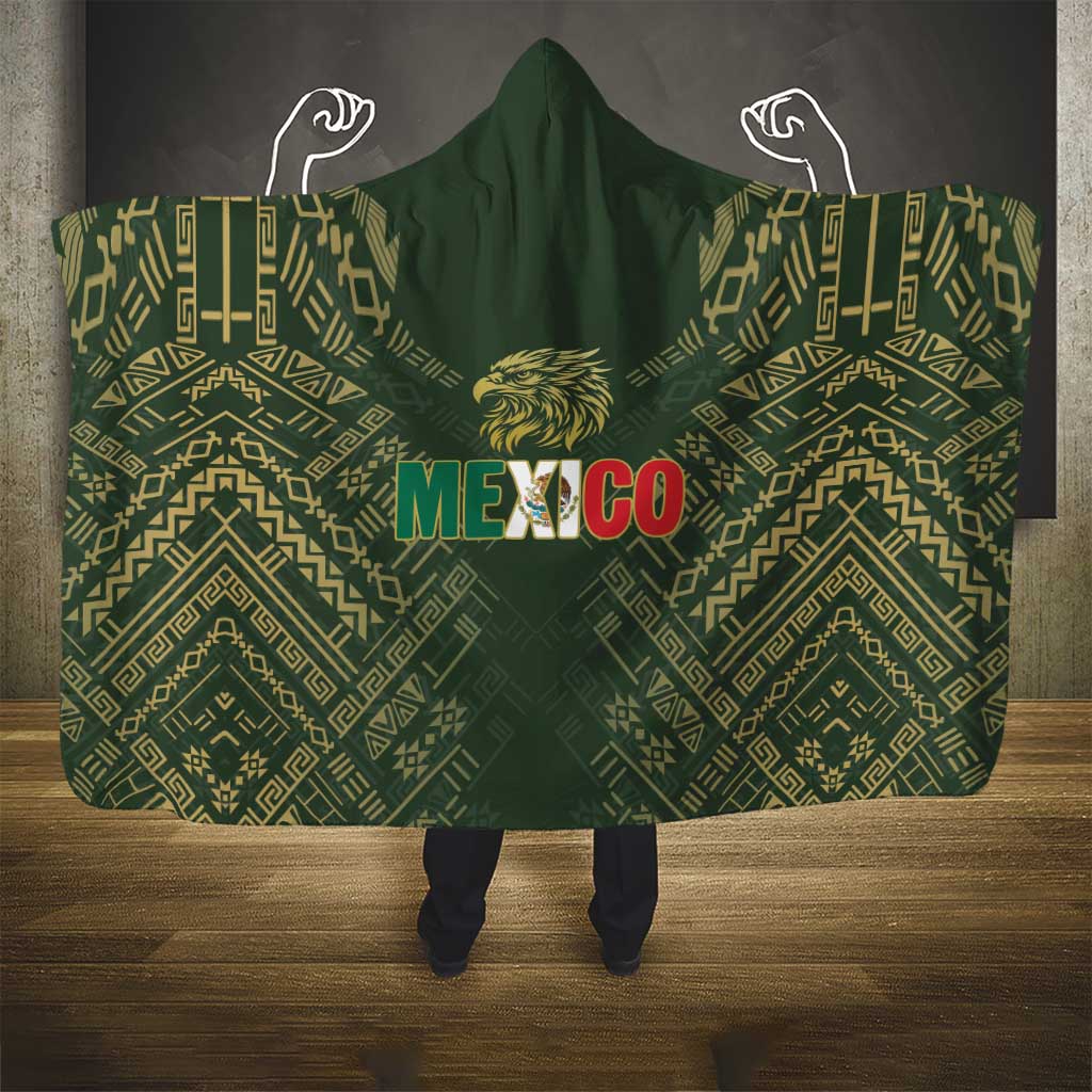 Mexico Football Hooded Blanket Aztec Pattern Eagle - Wonder Print Shop