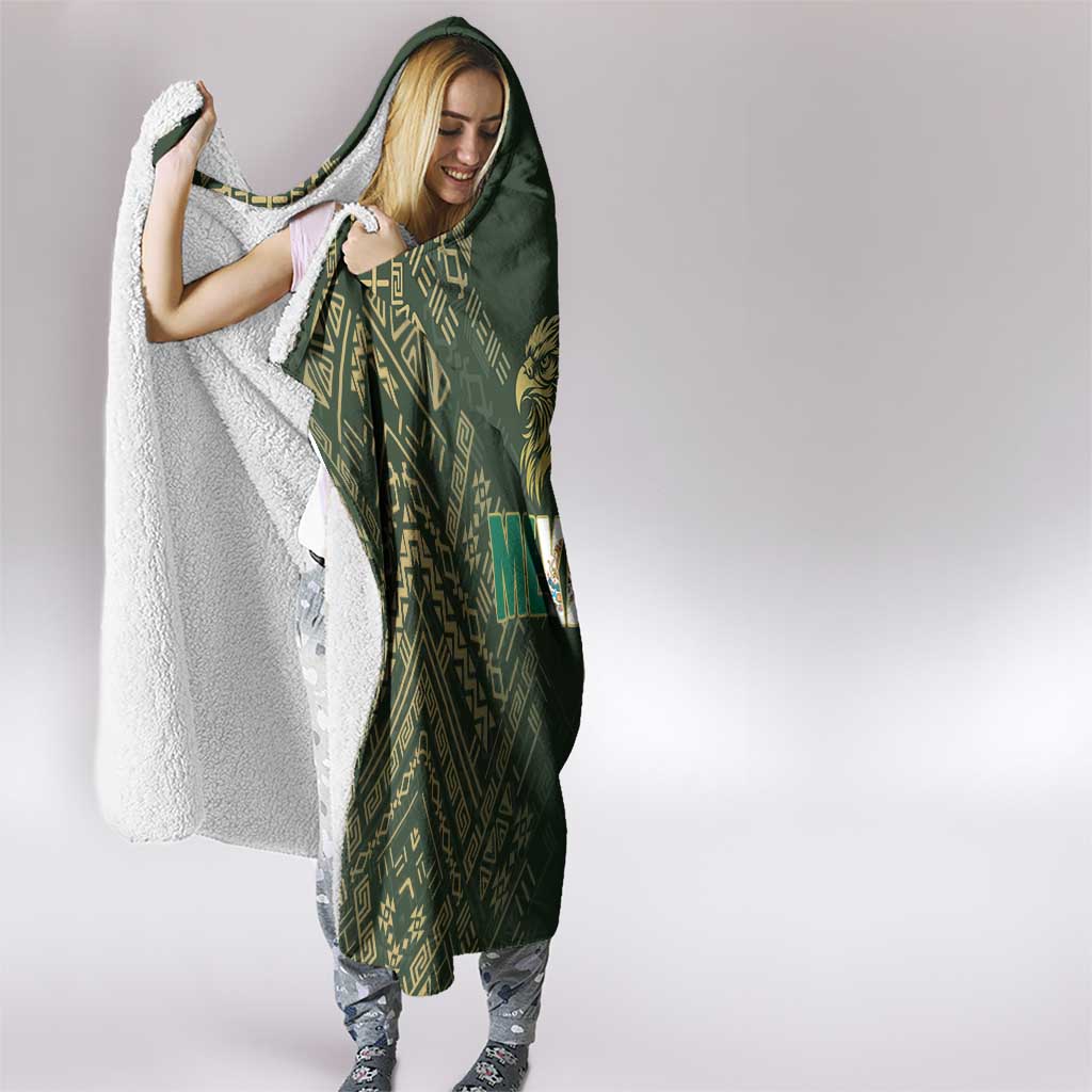Mexico Football Hooded Blanket Aztec Pattern Eagle - Wonder Print Shop