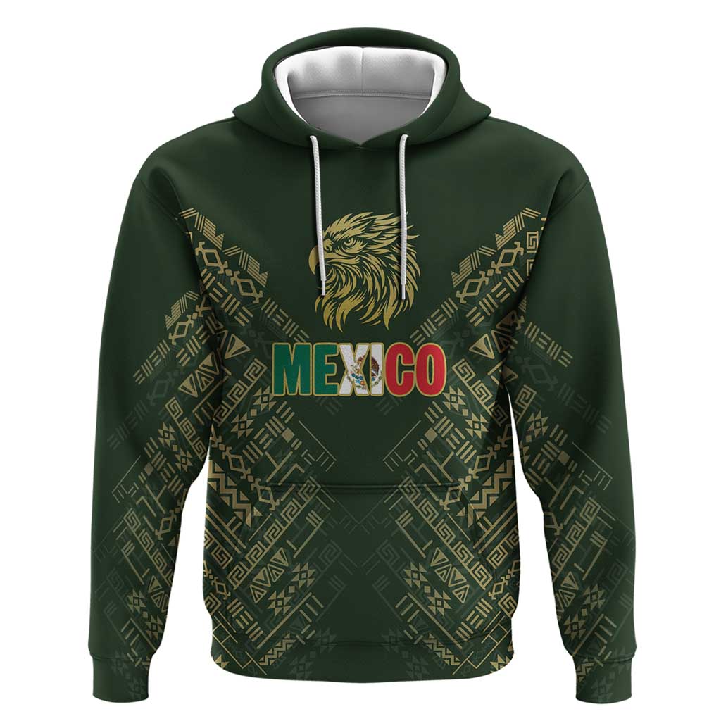 Custom Mexico Football Hoodie Aztec Pattern Eagle - Wonder Print Shop