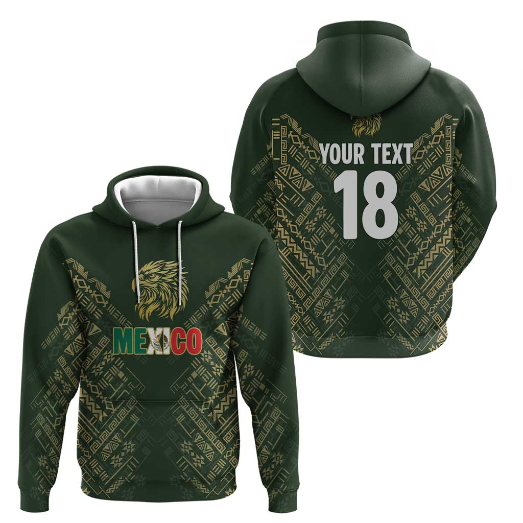 Custom Mexico Football Hoodie Aztec Pattern Eagle - Wonder Print Shop
