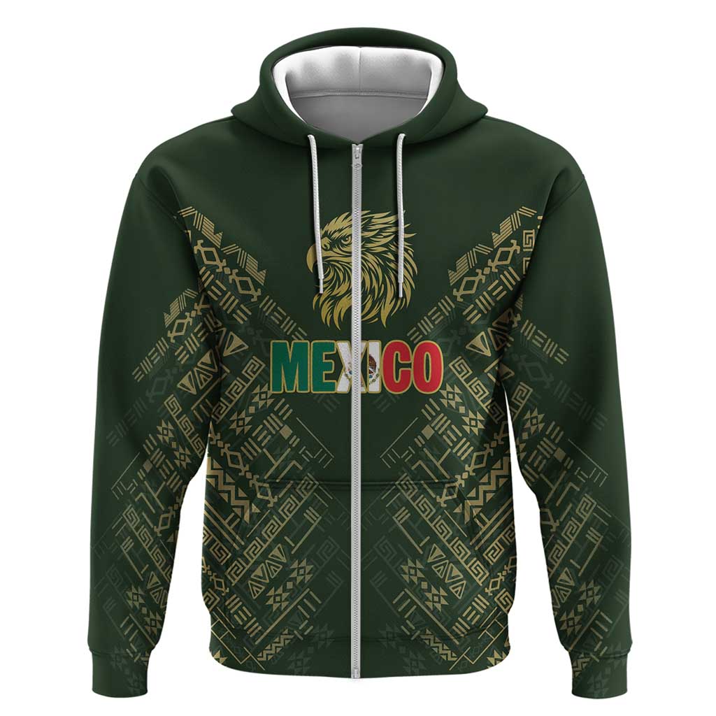 Custom Mexico Football Hoodie Aztec Pattern Eagle - Wonder Print Shop