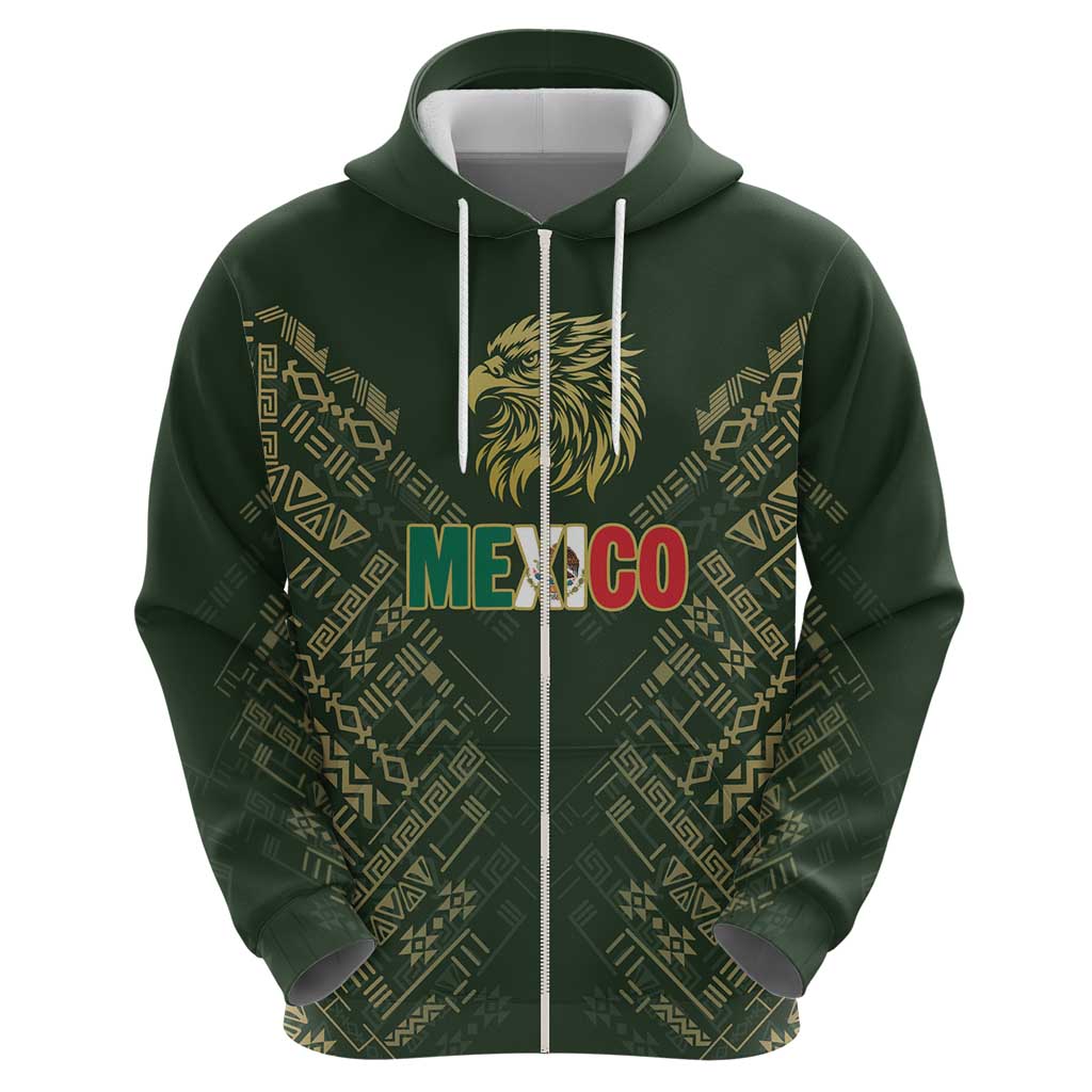 Custom Mexico Football Hoodie Aztec Pattern Eagle - Wonder Print Shop
