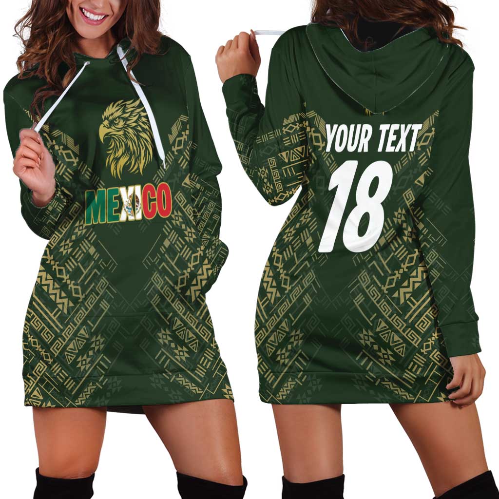 Custom Mexico Football Hoodie Dress Aztec Pattern Eagle - Wonder Print Shop