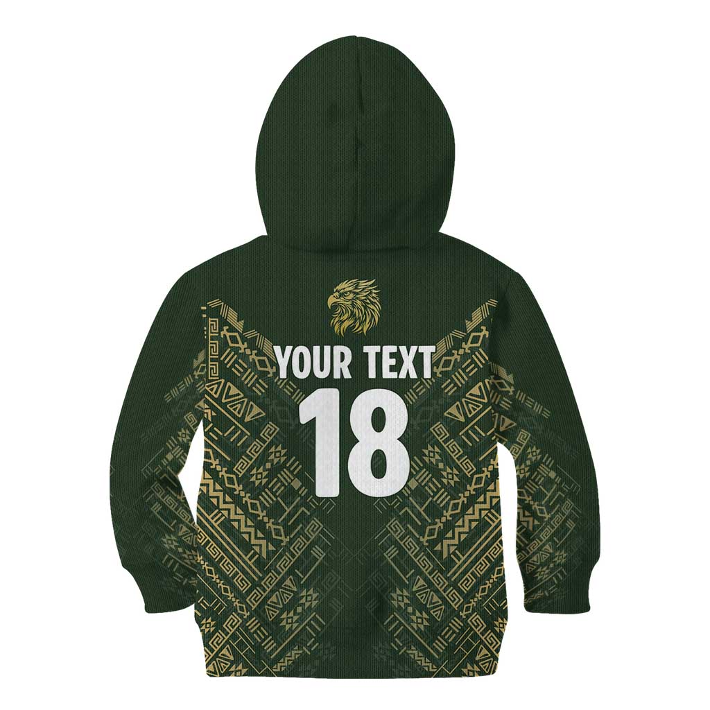 Custom Mexico Football Kid Hoodie Aztec Pattern Eagle - Wonder Print Shop