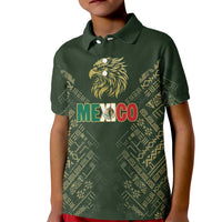 Custom Mexico Football Kid Polo Shirt Aztec Pattern Eagle - Wonder Print Shop