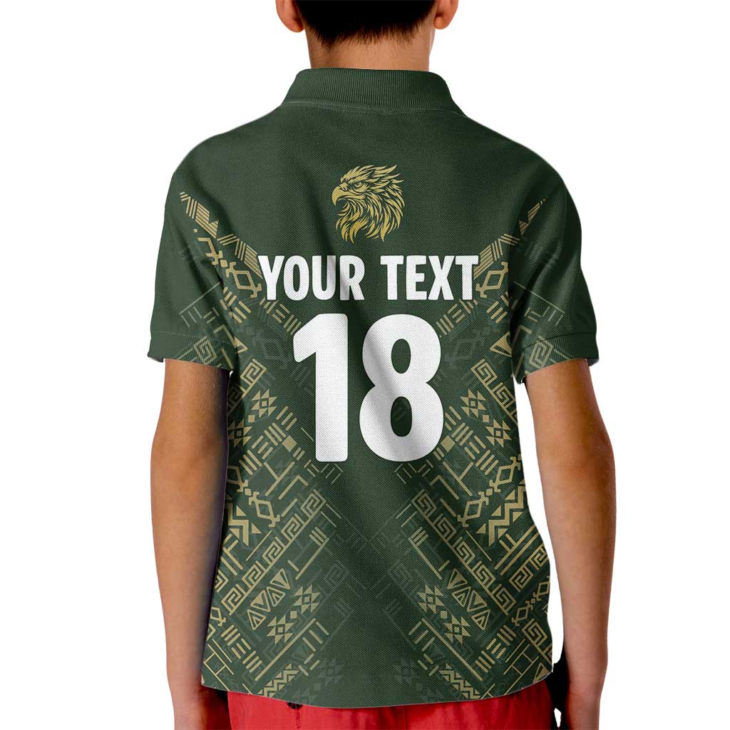 Custom Mexico Football Kid Polo Shirt Aztec Pattern Eagle - Wonder Print Shop