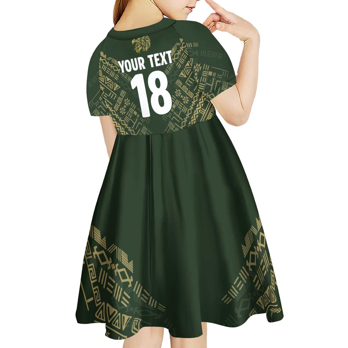 Custom Mexico Football Kid Short Sleeve Dress Aztec Pattern Eagle - Wonder Print Shop