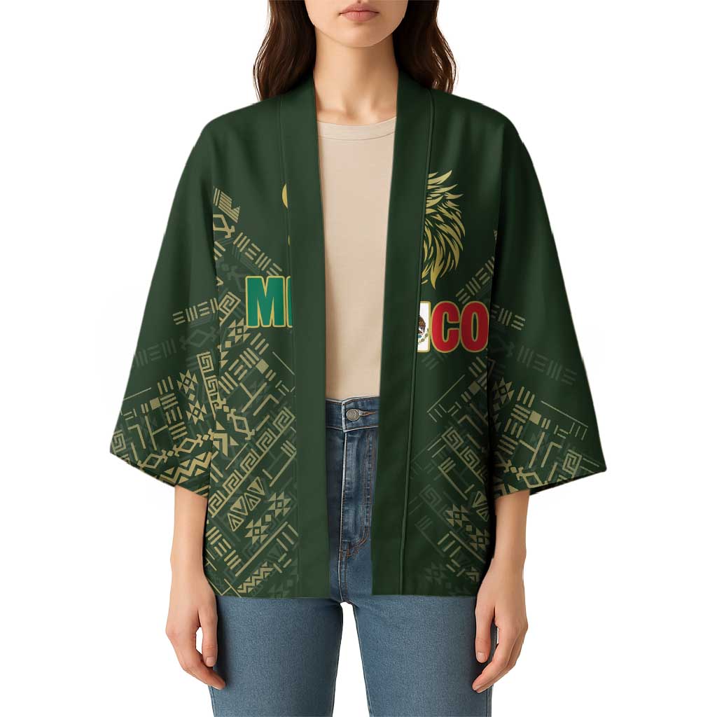 Custom Mexico Football Kimono Aztec Pattern Eagle - Wonder Print Shop