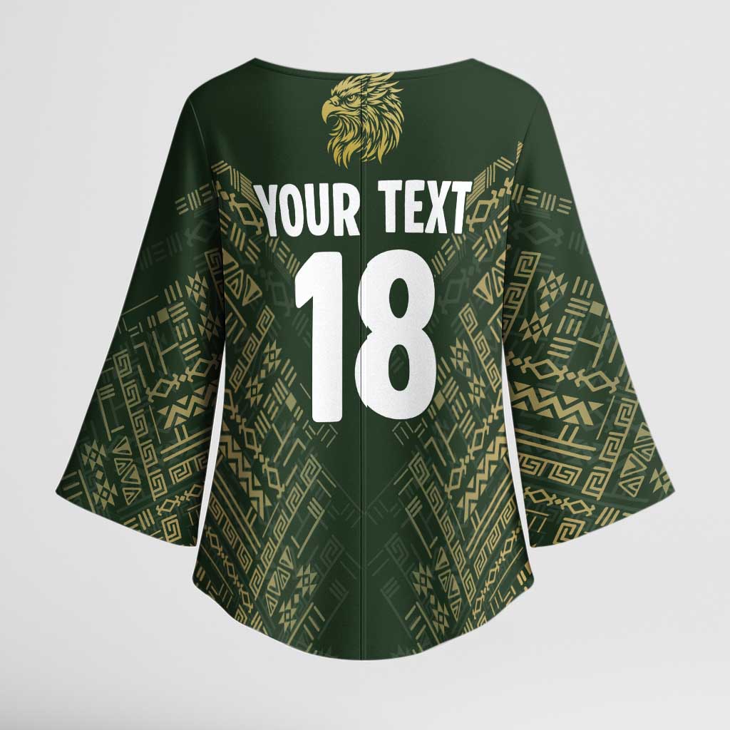 Custom Mexico Football Kimono Sleeve Blouse Aztec Pattern Eagle - Wonder Print Shop