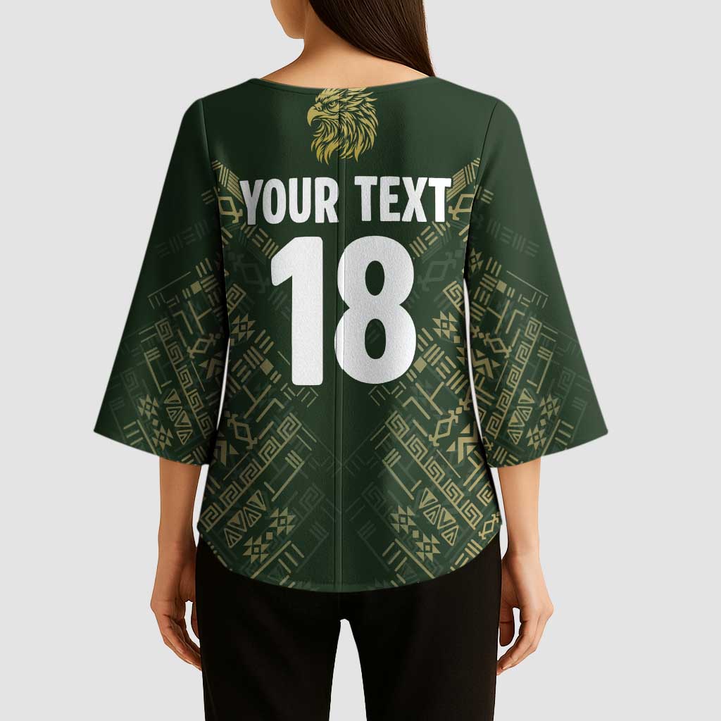 Custom Mexico Football Kimono Sleeve Blouse Aztec Pattern Eagle - Wonder Print Shop