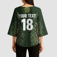 Custom Mexico Football Kimono Sleeve Blouse Aztec Pattern Eagle - Wonder Print Shop