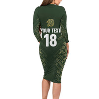 Custom Mexico Football Long Sleeve Bodycon Dress Aztec Pattern Eagle - Wonder Print Shop