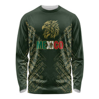 Custom Mexico Football Long Sleeve Shirt Aztec Pattern Eagle - Wonder Print Shop