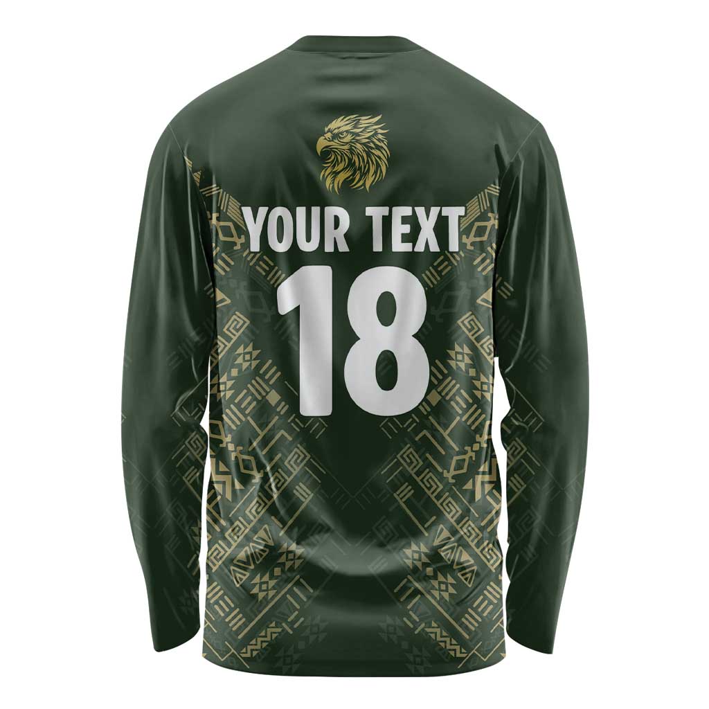 Custom Mexico Football Long Sleeve Shirt Aztec Pattern Eagle - Wonder Print Shop