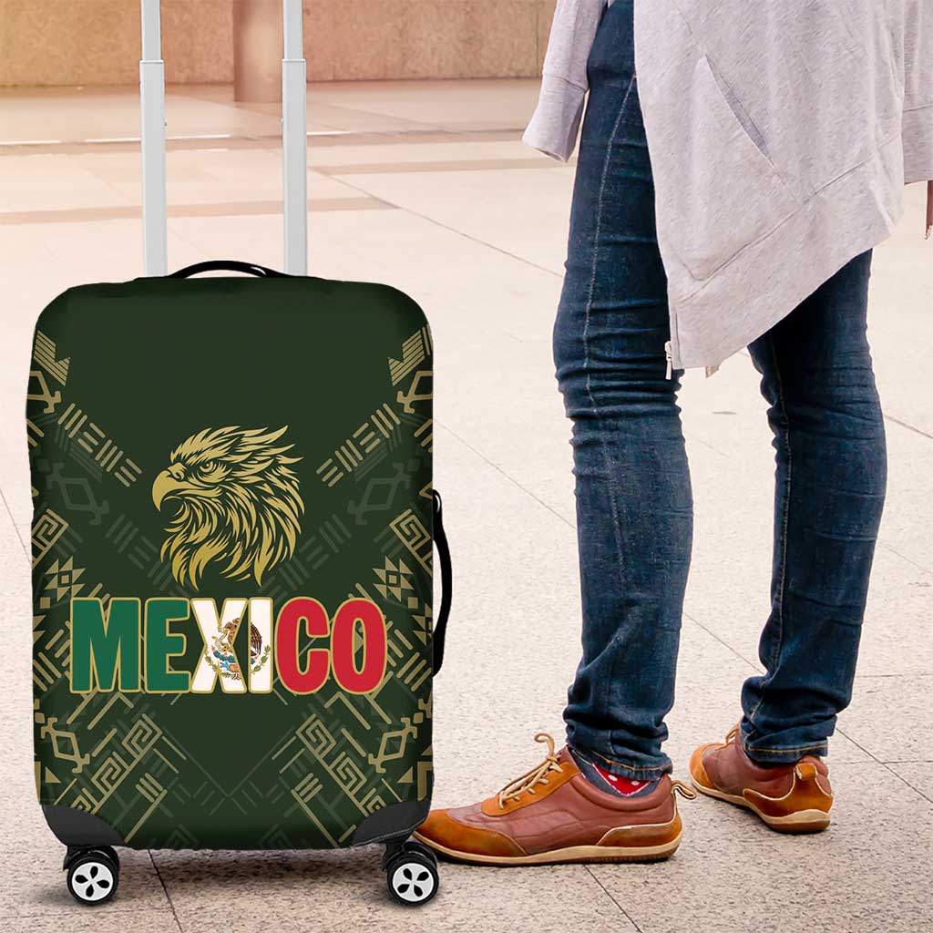 Mexico Football Luggage Cover Aztec Pattern Eagle - Wonder Print Shop