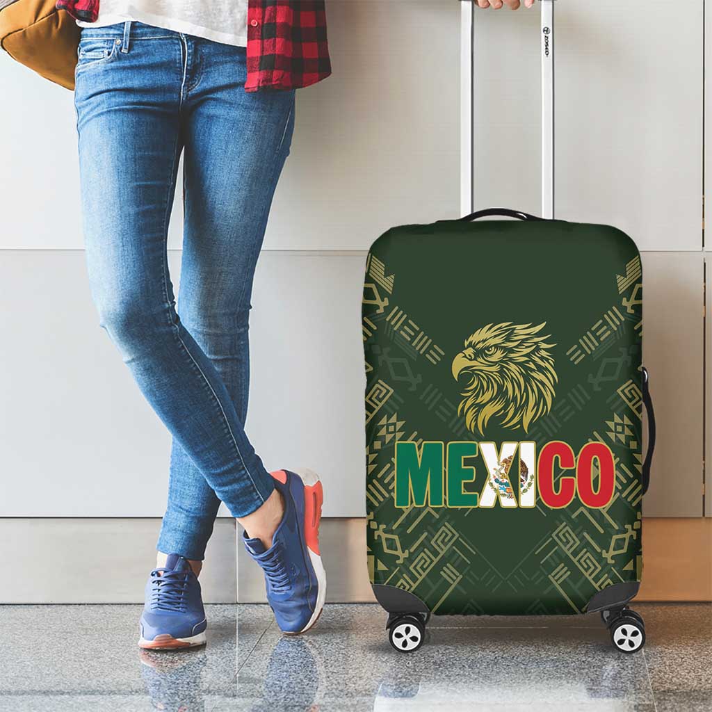 Mexico Football Luggage Cover Aztec Pattern Eagle - Wonder Print Shop