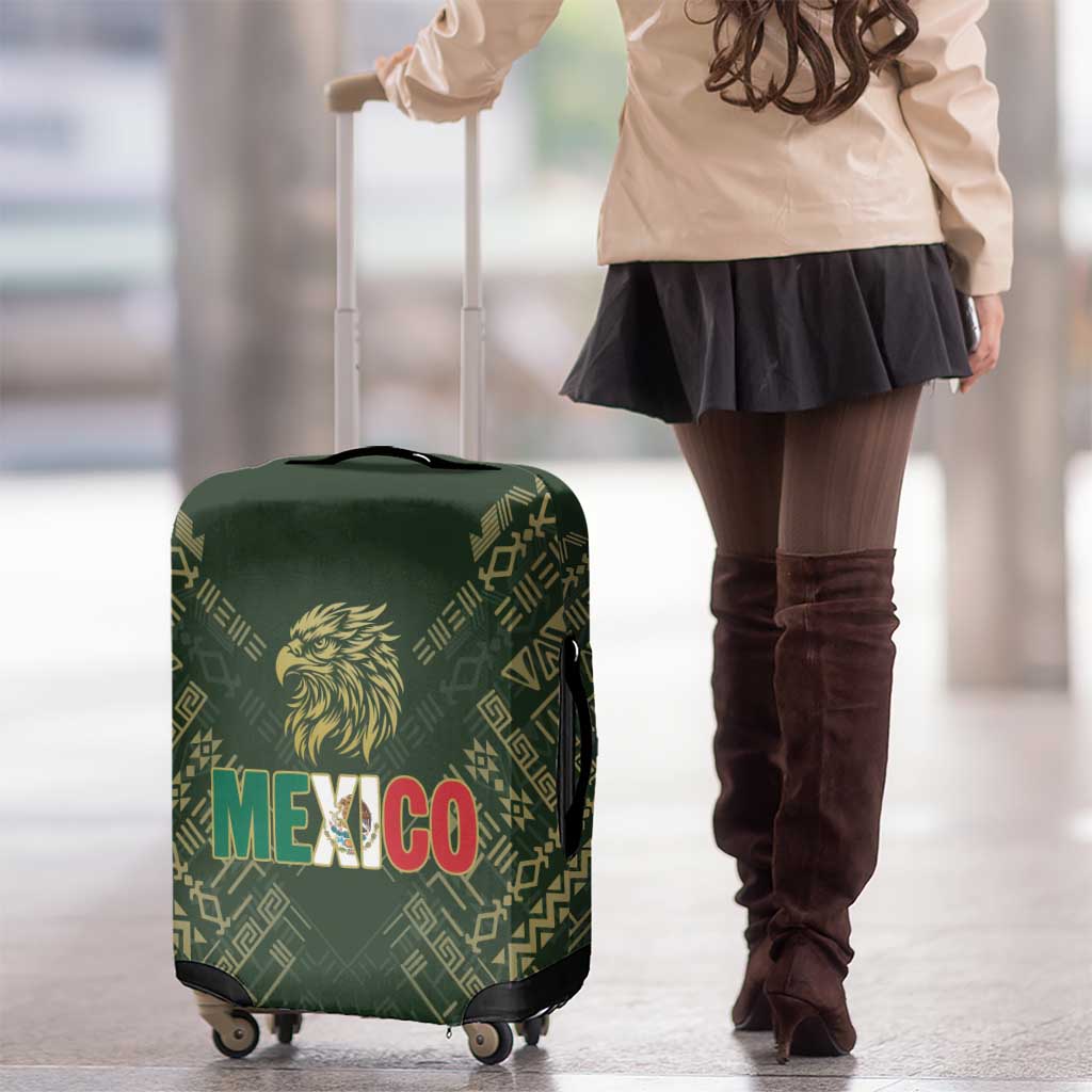 Mexico Football Luggage Cover Aztec Pattern Eagle - Wonder Print Shop