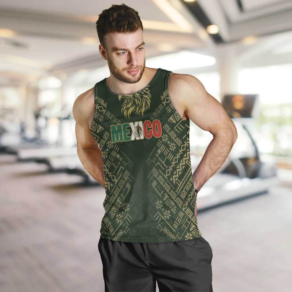 Custom Mexico Football Men Tank Top Aztec Pattern Eagle - Wonder Print Shop