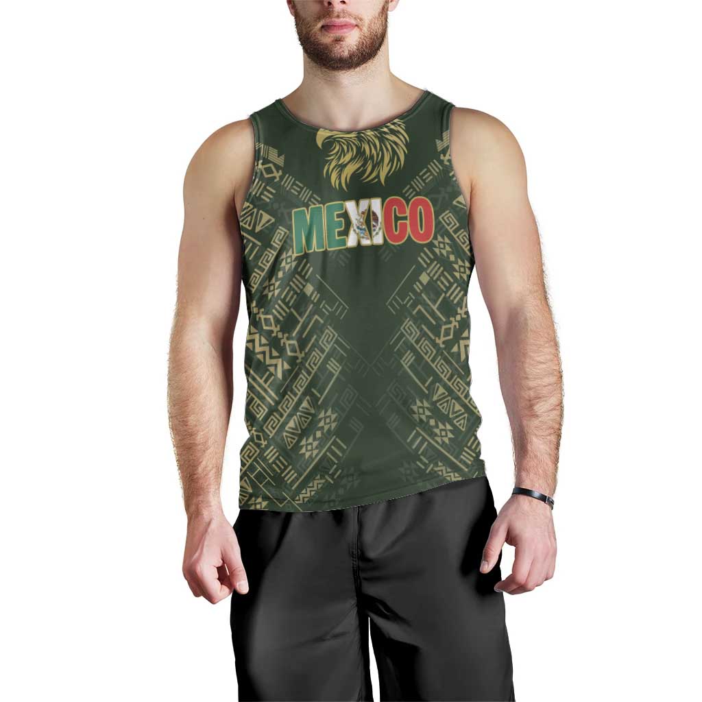 Custom Mexico Football Men Tank Top Aztec Pattern Eagle - Wonder Print Shop