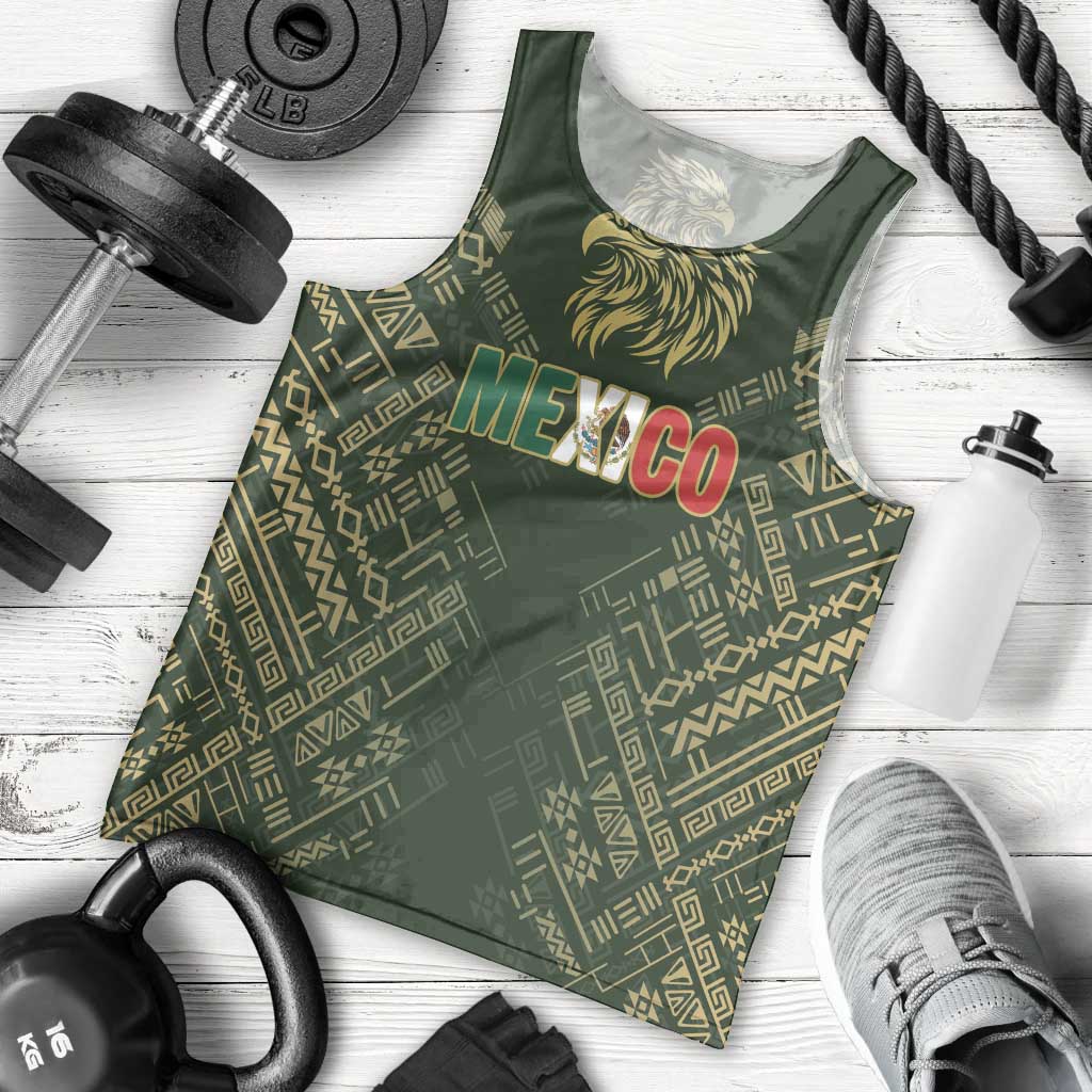 Custom Mexico Football Men Tank Top Aztec Pattern Eagle - Wonder Print Shop
