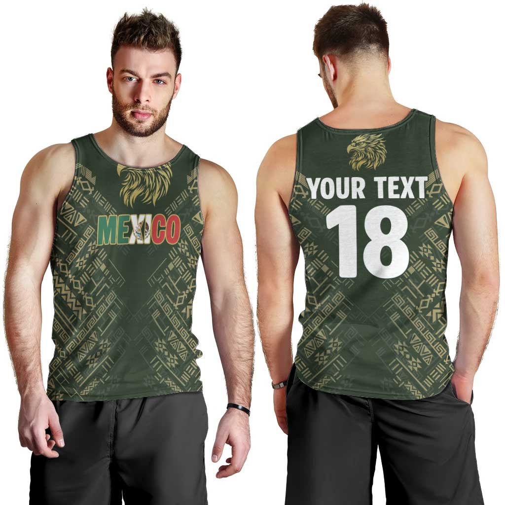 Custom Mexico Football Men Tank Top Aztec Pattern Eagle - Wonder Print Shop
