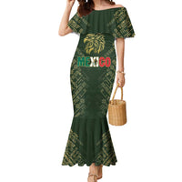 Custom Mexico Football Mermaid Dress Aztec Pattern Eagle - Wonder Print Shop