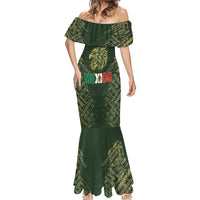 Custom Mexico Football Mermaid Dress Aztec Pattern Eagle - Wonder Print Shop