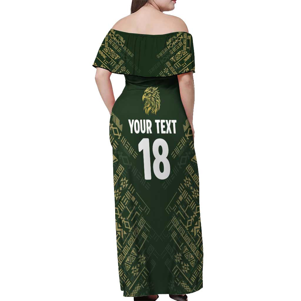 Custom Mexico Football Off Shoulder Maxi Dress Aztec Pattern Eagle - Wonder Print Shop