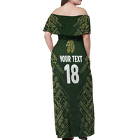 Custom Mexico Football Off Shoulder Maxi Dress Aztec Pattern Eagle - Wonder Print Shop