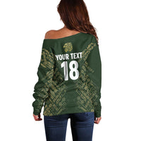Custom Mexico Football Off Shoulder Sweater Aztec Pattern Eagle - Wonder Print Shop
