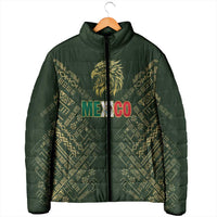 Custom Mexico Football Padded Jacket Aztec Pattern Eagle - Wonder Print Shop