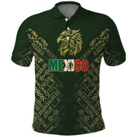 Custom Mexico Football Polo Shirt Aztec Pattern Eagle - Wonder Print Shop