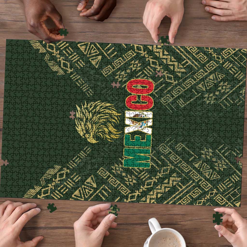 Mexico Football Puzzle Aztec Pattern Eagle - Wonder Print Shop