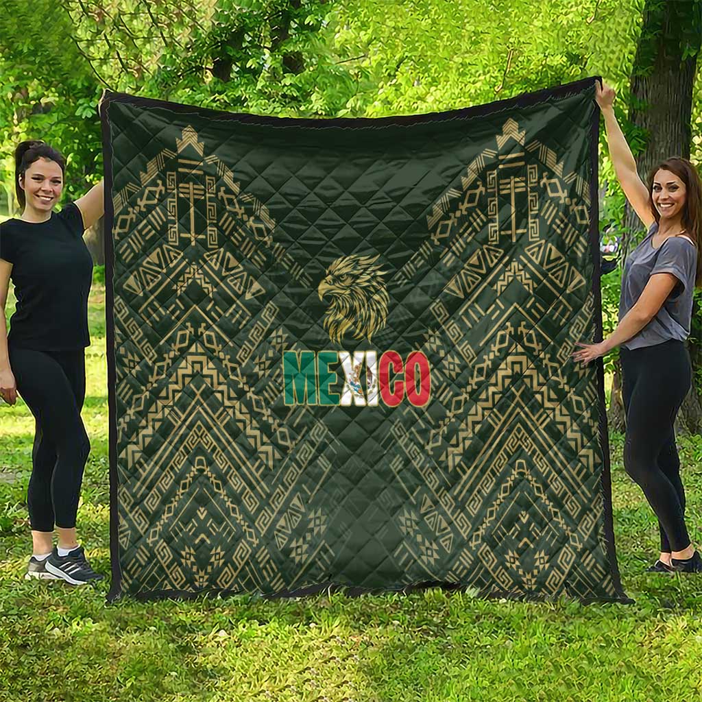 Mexico Football Quilt Aztec Pattern Eagle - Wonder Print Shop