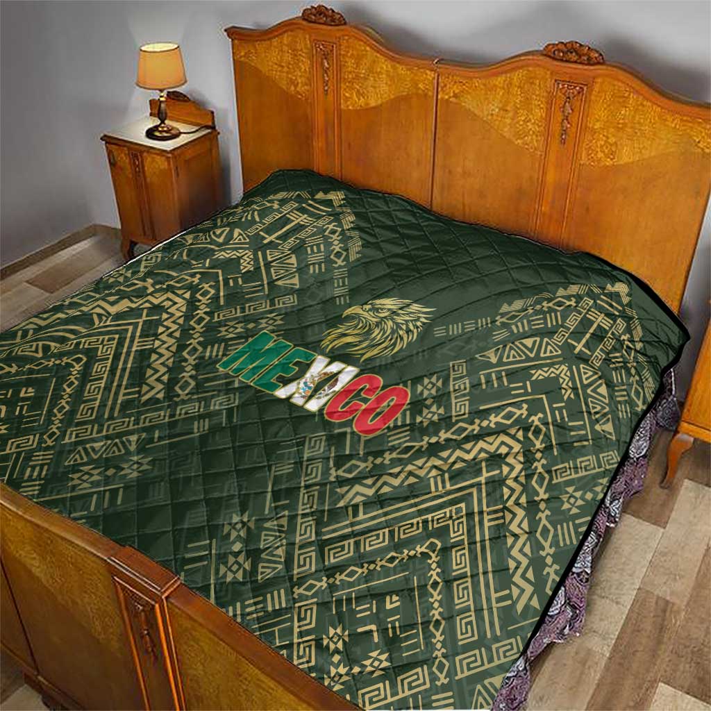 Mexico Football Quilt Aztec Pattern Eagle - Wonder Print Shop