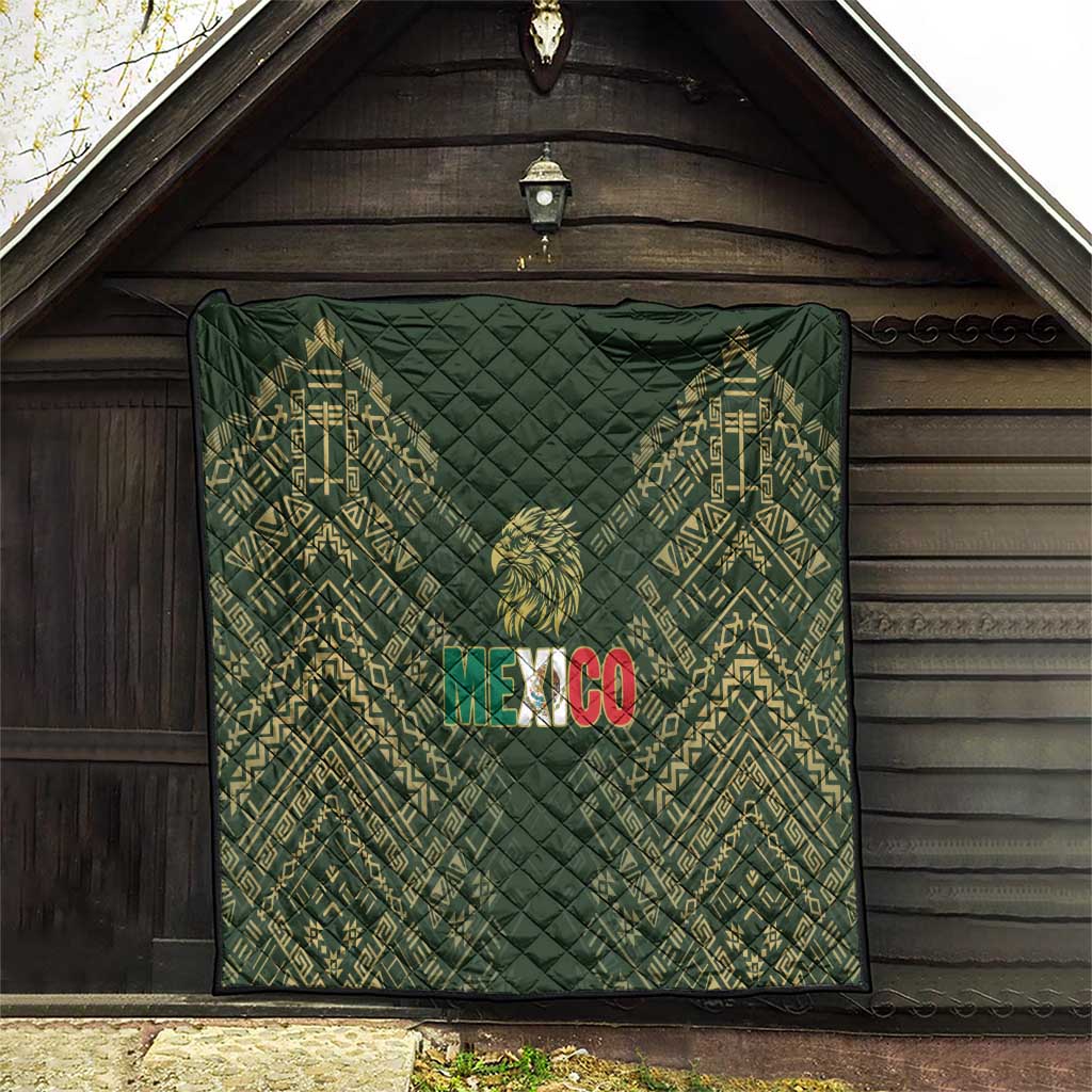 Mexico Football Quilt Aztec Pattern Eagle - Wonder Print Shop