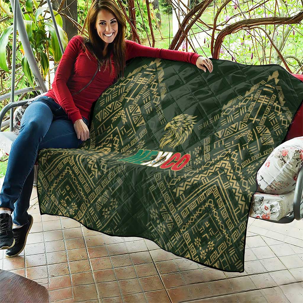 Mexico Football Quilt Aztec Pattern Eagle - Wonder Print Shop