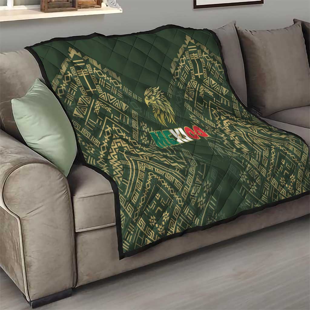 Mexico Football Quilt Aztec Pattern Eagle - Wonder Print Shop
