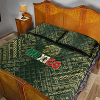 Mexico Football Quilt Bed Set Aztec Pattern Eagle - Wonder Print Shop
