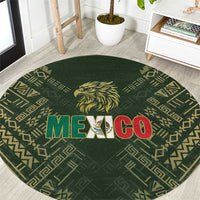 Mexico Football Round Carpet Aztec Pattern Eagle - Wonder Print Shop