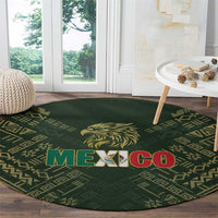 Mexico Football Round Carpet Aztec Pattern Eagle - Wonder Print Shop