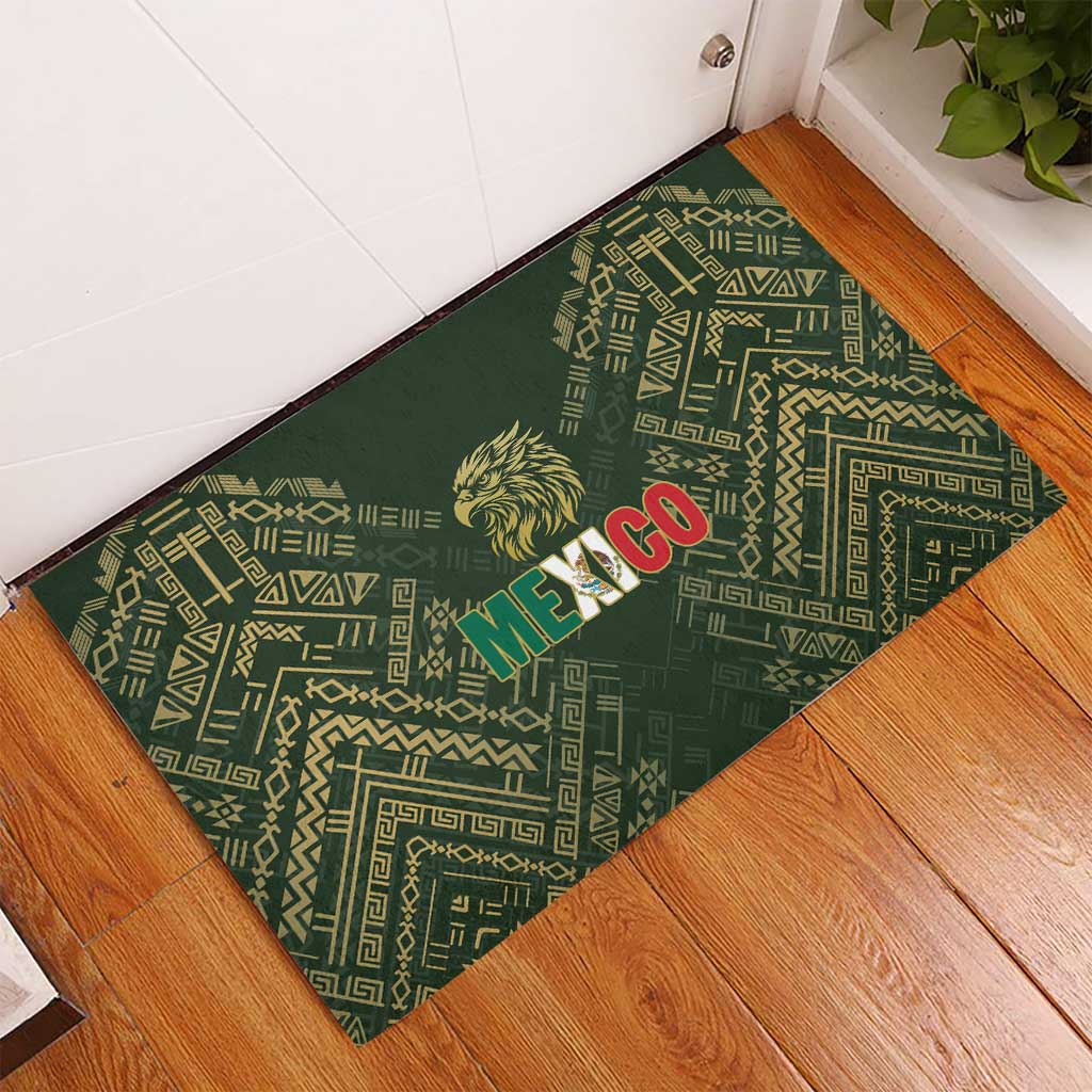 Mexico Football Rubber Doormat Aztec Pattern Eagle - Wonder Print Shop