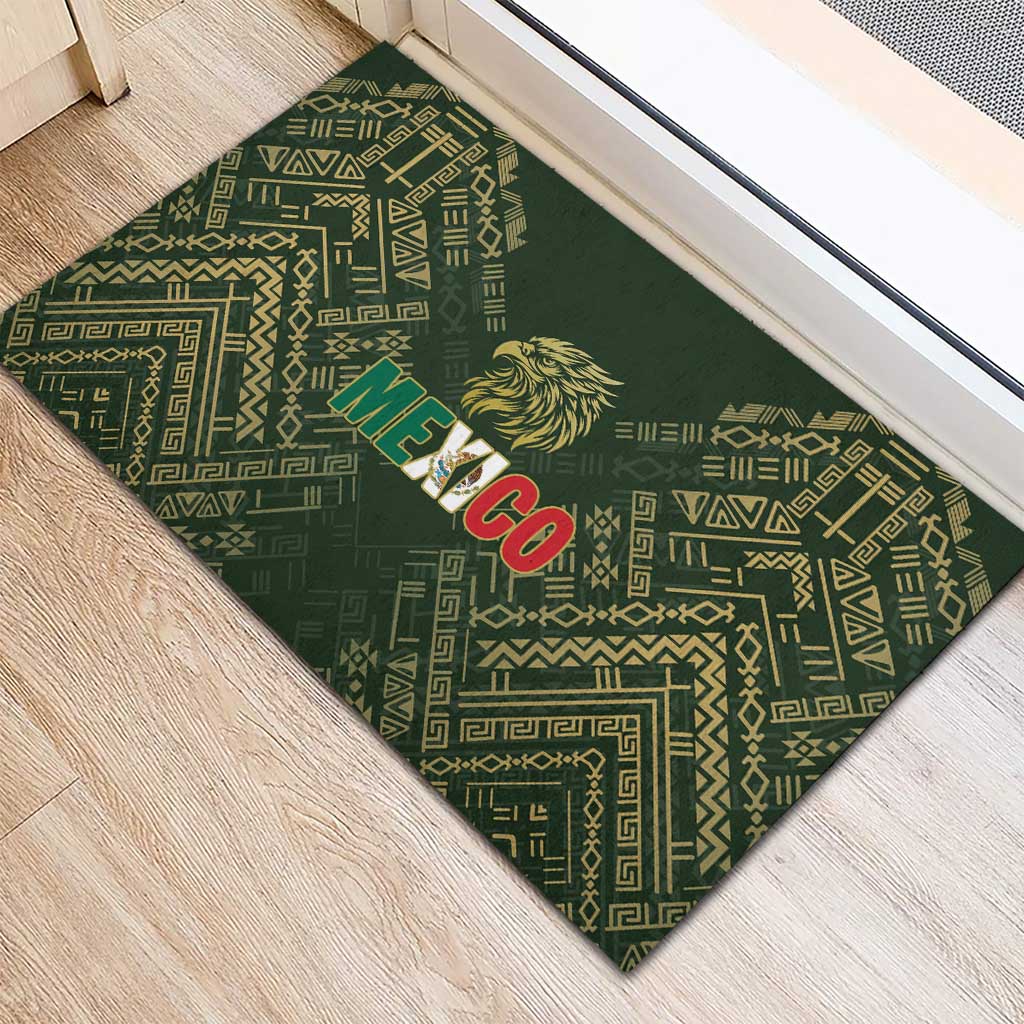 Mexico Football Rubber Doormat Aztec Pattern Eagle - Wonder Print Shop