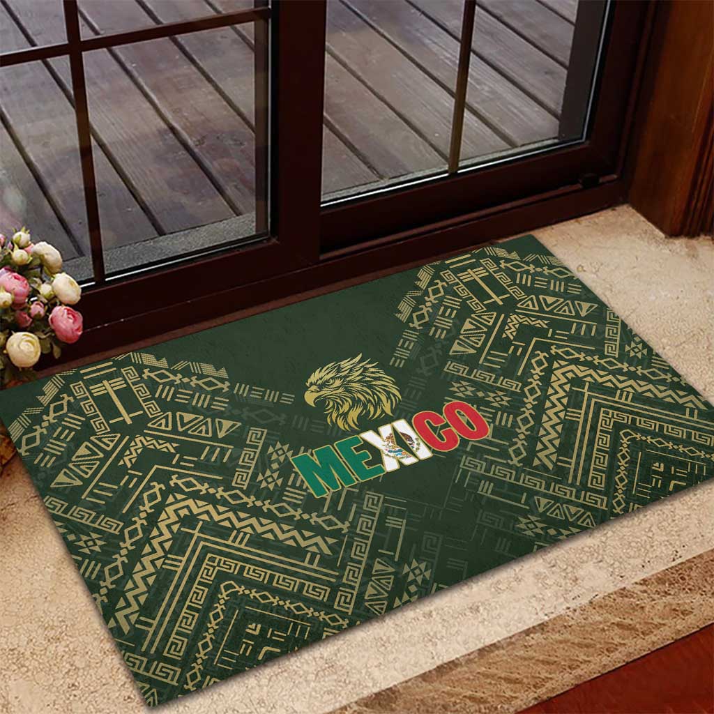 Mexico Football Rubber Doormat Aztec Pattern Eagle - Wonder Print Shop