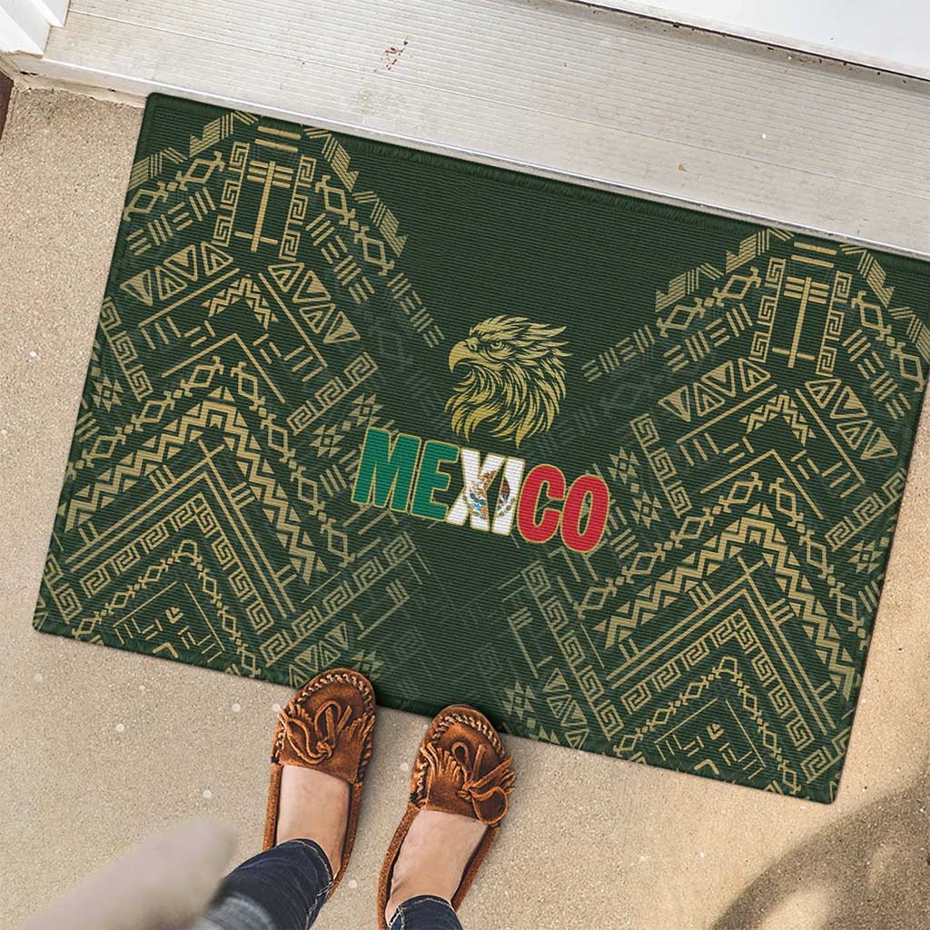 Mexico Football Rubber Doormat Aztec Pattern Eagle - Wonder Print Shop