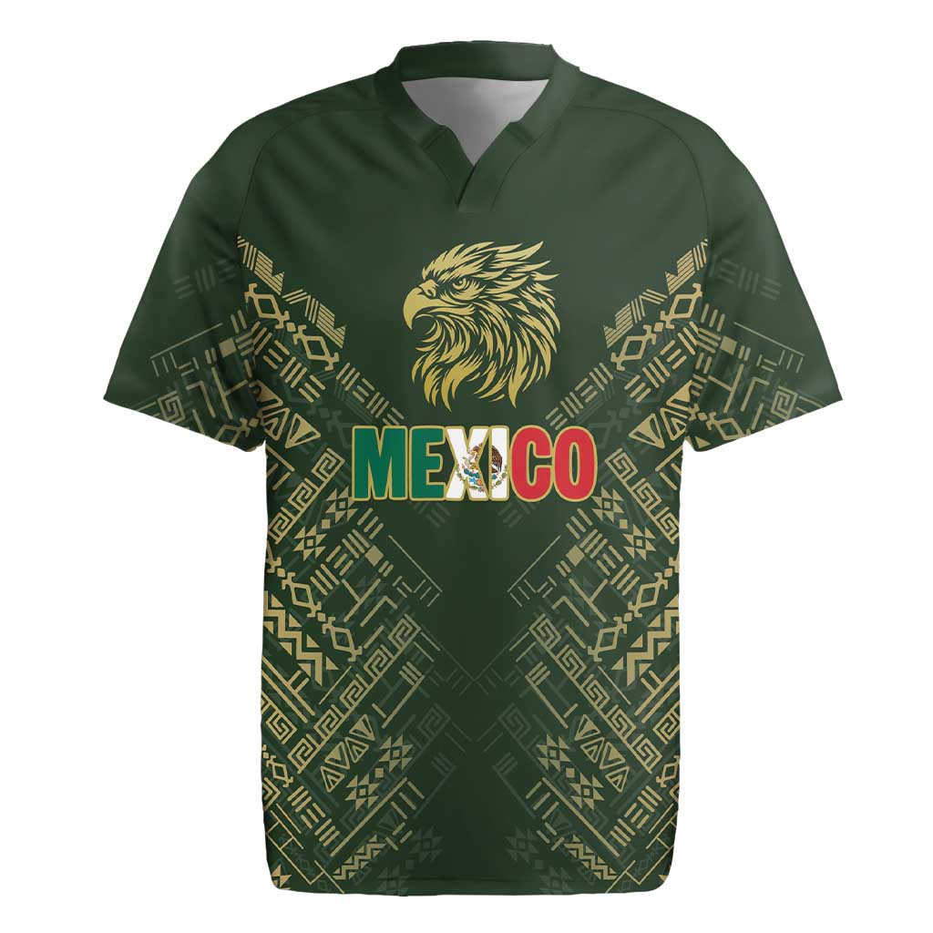 Custom Mexico Football Rugby Jersey Aztec Pattern Eagle - Wonder Print Shop