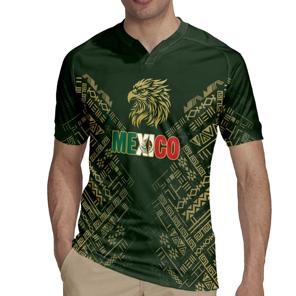Custom Mexico Football Rugby Jersey Aztec Pattern Eagle - Wonder Print Shop