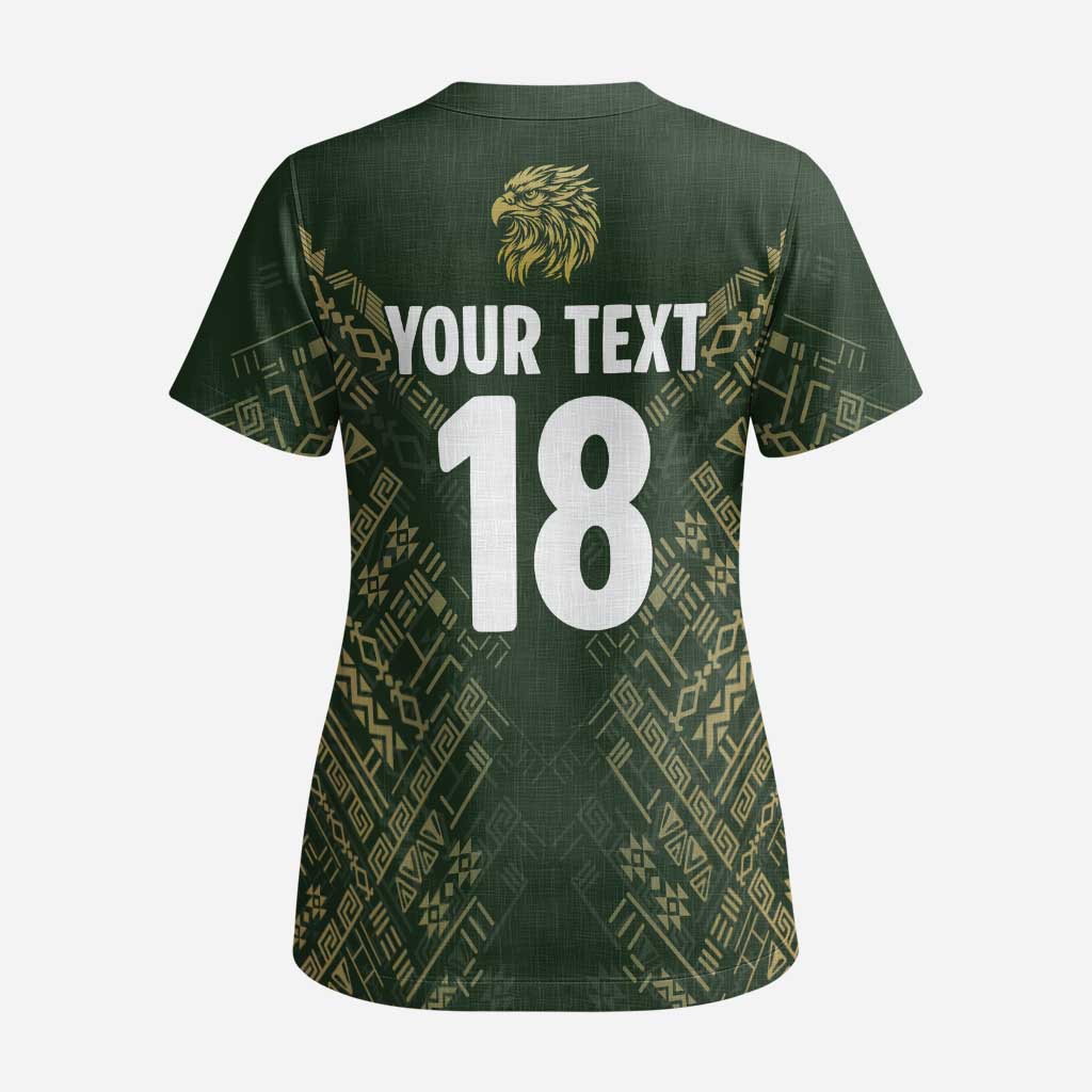 Custom Mexico Football Scrub Top Aztec Pattern Eagle - Wonder Print Shop